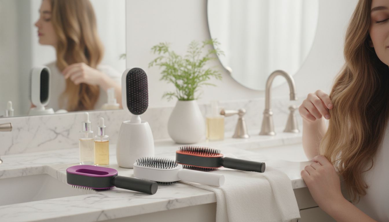Self-Cleaning Detangling Brush for Scalp Massage
